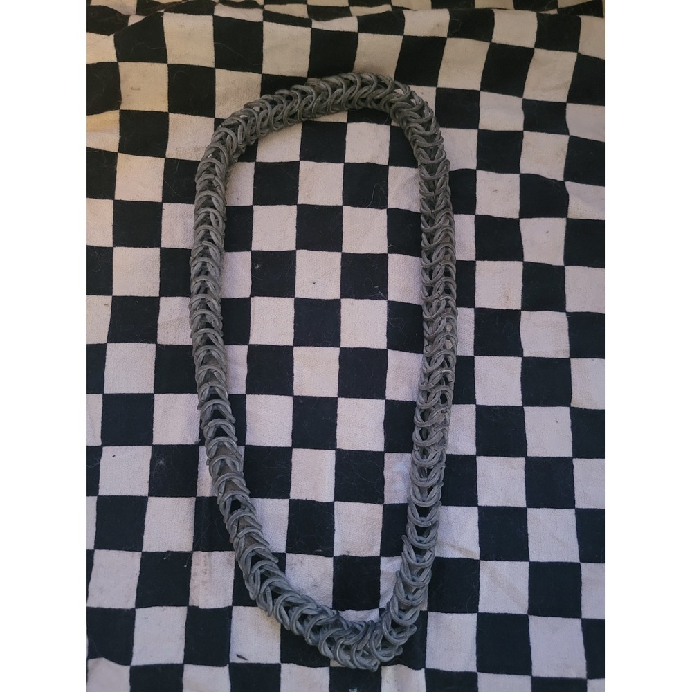 Heavy Metal Chainmail Woven Necklace Silver Tone Handmade Style‎ Gothic 🖤⚙️